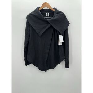 Zella Black Fuzzy Inner Shooting Star Drape Collar Jacket Women's‎ Size XS NEW